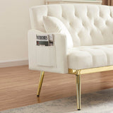 Cream White Velvet Tufted Sofa - Omega Lifestyles