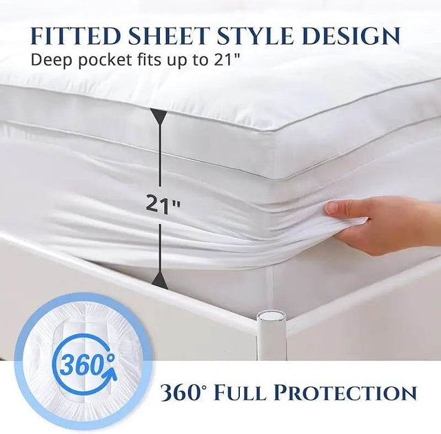 Extra Thick Quilted Mattress Topper for Back Pain Relief - Omega Lifestyles