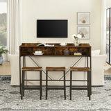 Farmhouse 4-Piece Bar Table And Saddle Stools Set - Omega Lifestyles