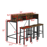 Farmhouse 4-Piece Bar Table And Saddle Stools Set - Omega Lifestyles