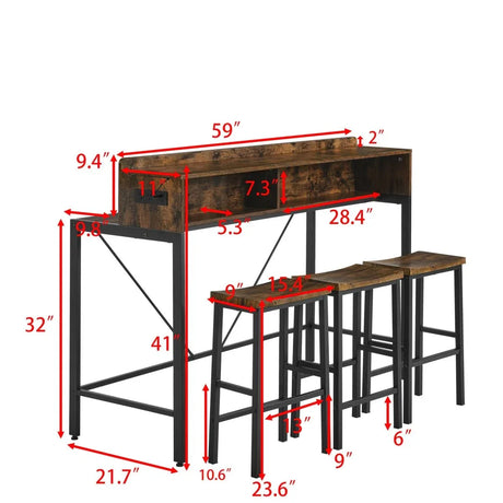 Farmhouse 4-Piece Bar Table And Saddle Stools Set - Omega Lifestyles