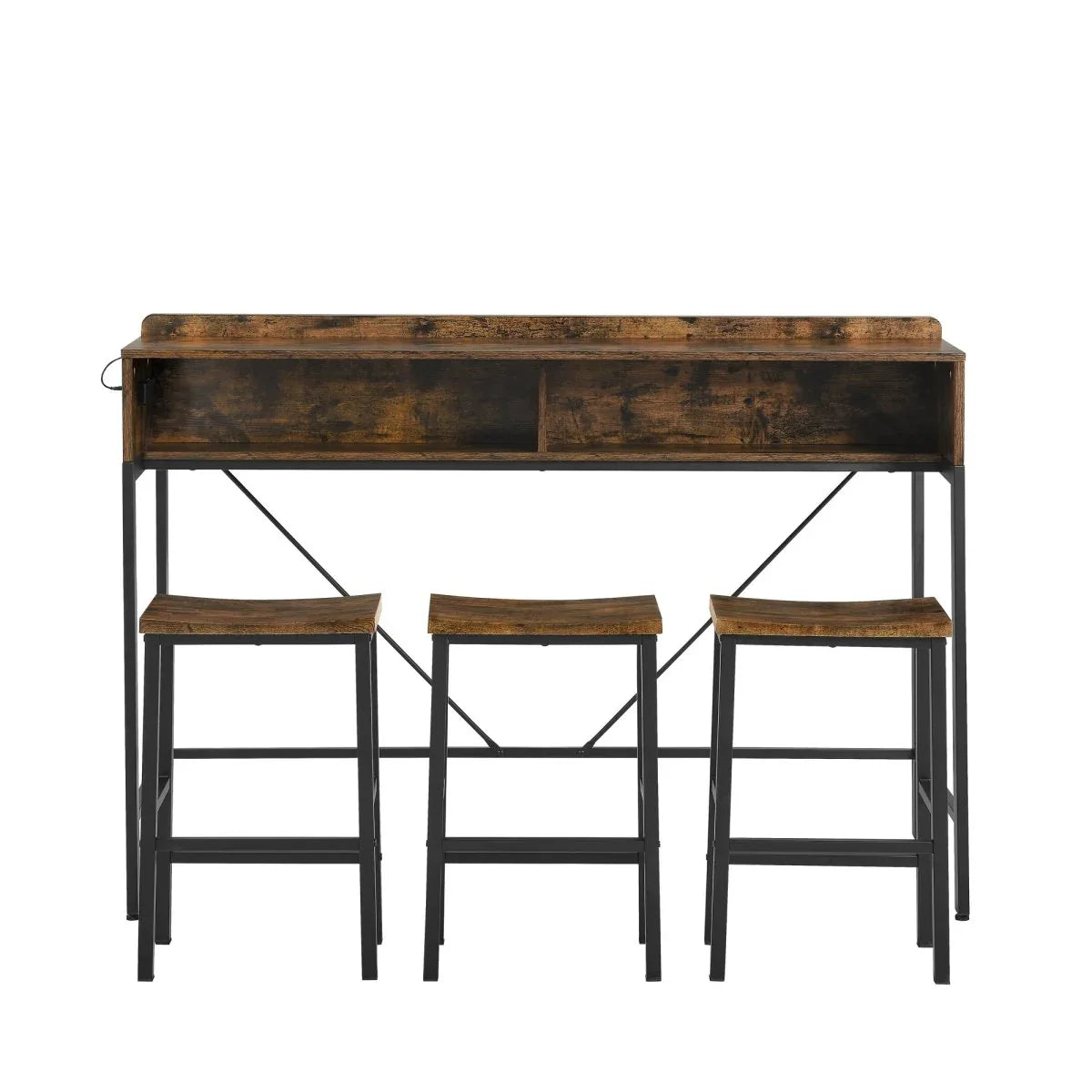 Farmhouse 4-Piece Bar Table And Saddle Stools Set - Omega Lifestyles