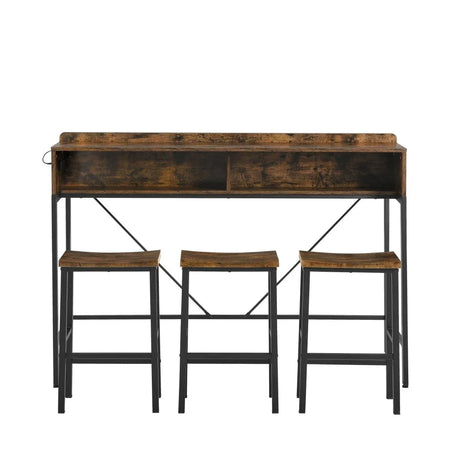 Farmhouse 4-Piece Bar Table And Saddle Stools Set - Omega Lifestyles