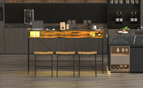 Farmhouse 4-Piece Bar Table And Saddle Stools Set - Omega Lifestyles