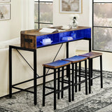 Farmhouse 4-Piece Bar Table And Saddle Stools Set - Omega Lifestyles