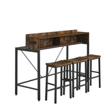 Farmhouse 4-Piece Bar Table And Saddle Stools Set - Omega Lifestyles