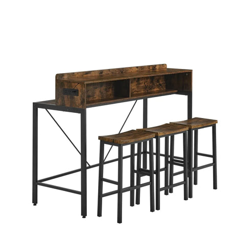 Farmhouse 4-Piece Bar Table And Saddle Stools Set - Omega Lifestyles
