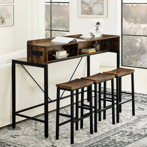 Farmhouse 4-Piece Bar Table And Saddle Stools Set - Omega Lifestyles