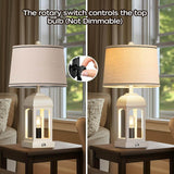 Farmhouse Rustic Set Of 2 USB Table Lamps With Nightlight - Sleep Galleria