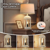 Farmhouse Rustic Set Of 2 USB Table Lamps With Nightlight - Sleep Galleria