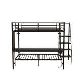 Full Size Metal Wood Bunk Bed With LED Light And Desk - Omega Lifestyles