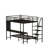 Full Size Metal Wood Bunk Bed With LED Light And Desk - Omega Lifestyles