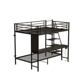Full Size Metal Wood Bunk Bed With LED Light And Desk - Omega Lifestyles