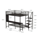 Full Size Metal Wood Bunk Bed With LED Light And Desk - Omega Lifestyles