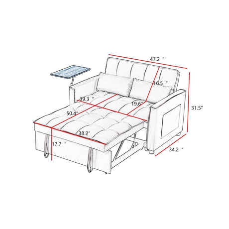 Grey Velvet Convertible Sofa Bed - Sleep Galleria