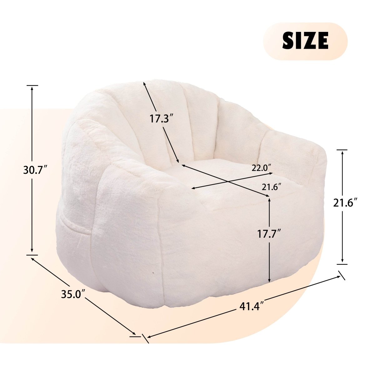 High-Density Foam Faux Fur Beanbag Chair - Omega Lifestyles