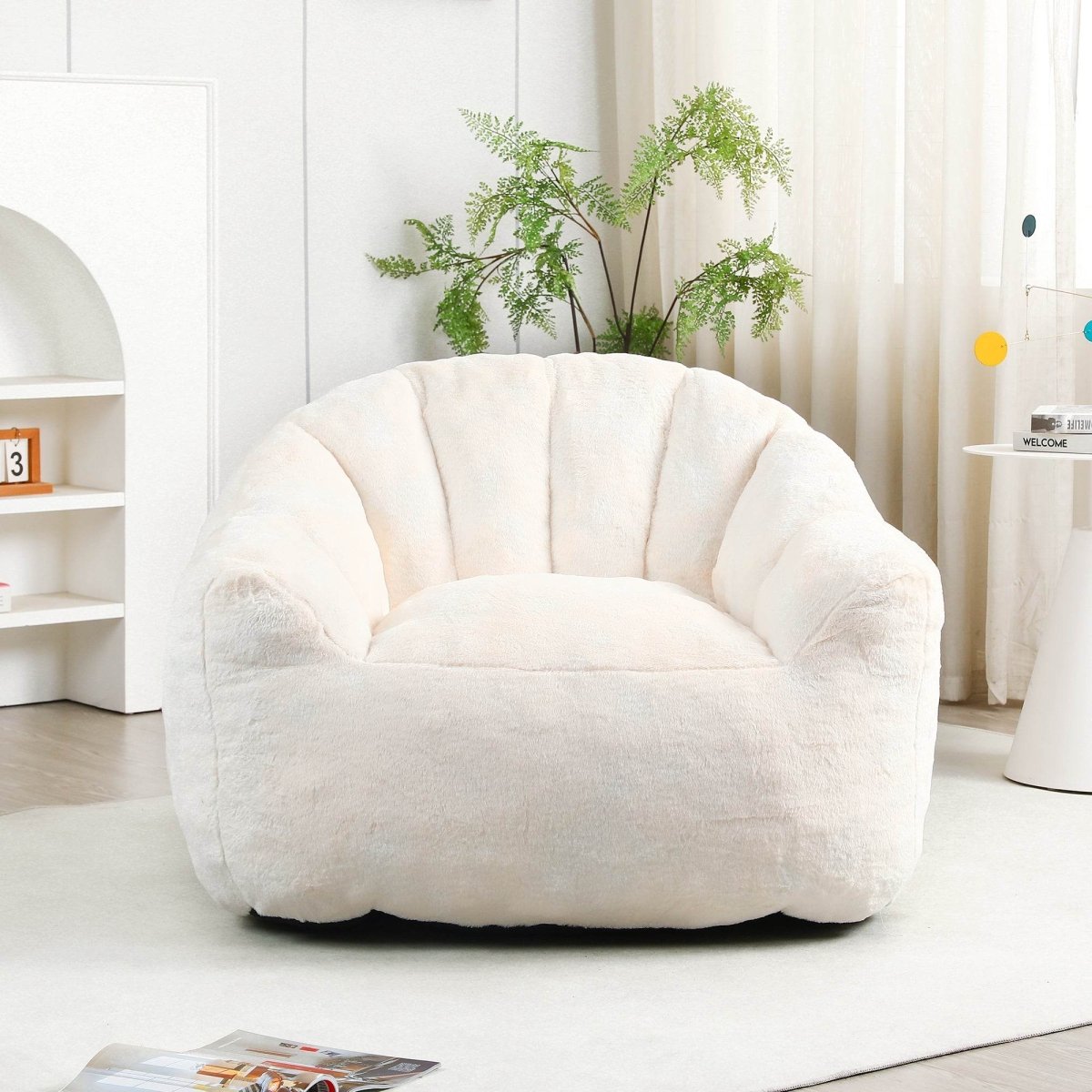 High-Density Foam Faux Fur Beanbag Chair - Omega Lifestyles
