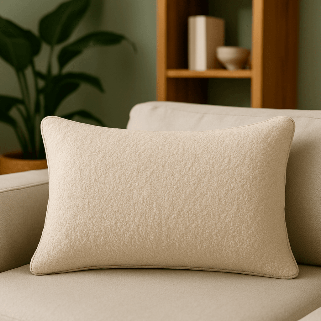 Ivory Textured Polyester Throw Pillow - Calmora - Omega Lifestyles