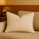 Ivory Textured Polyester Throw Pillow - Calmora - Omega Lifestyles