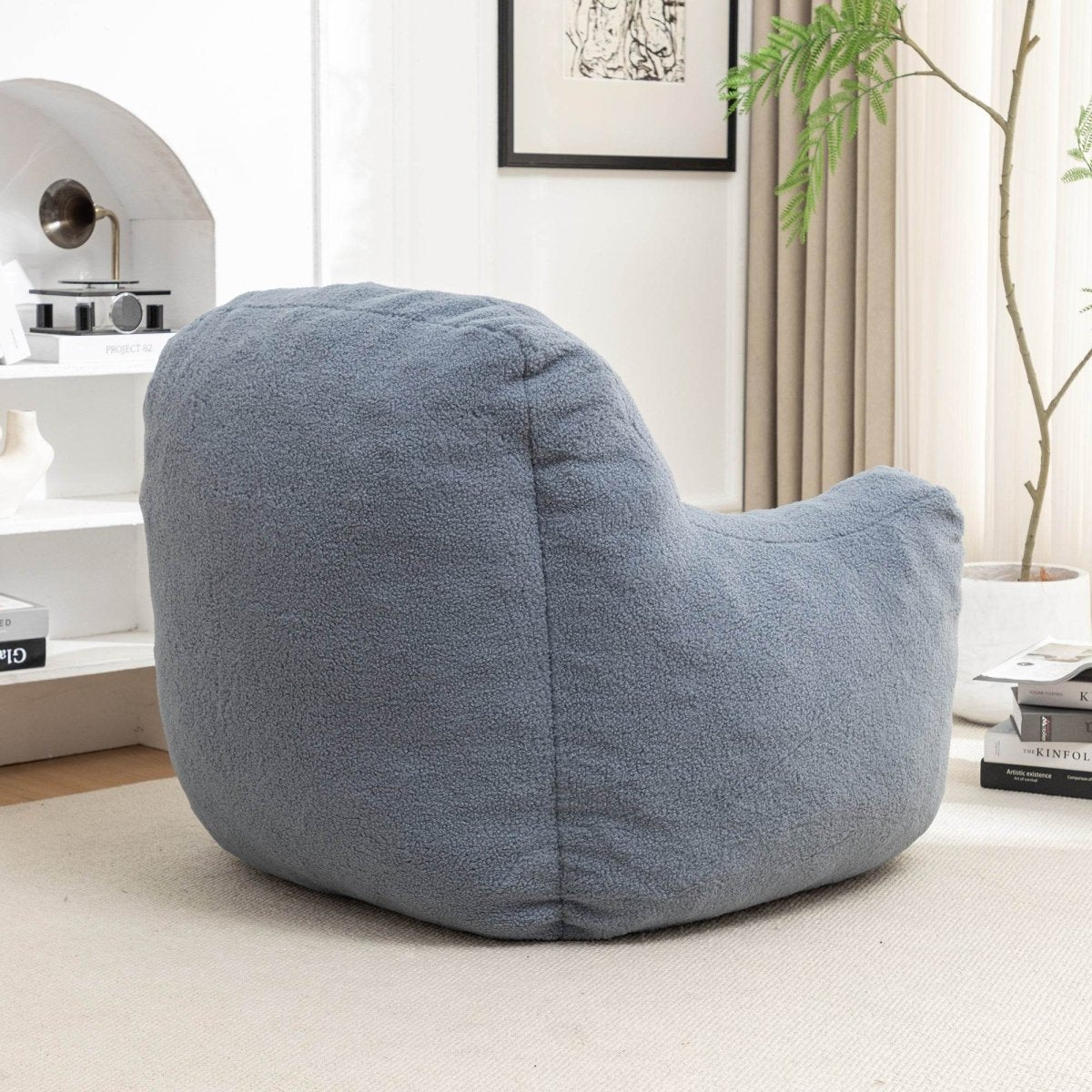 Light Blue Teddy Foam Bean Bag Chair - Sleep Galleria