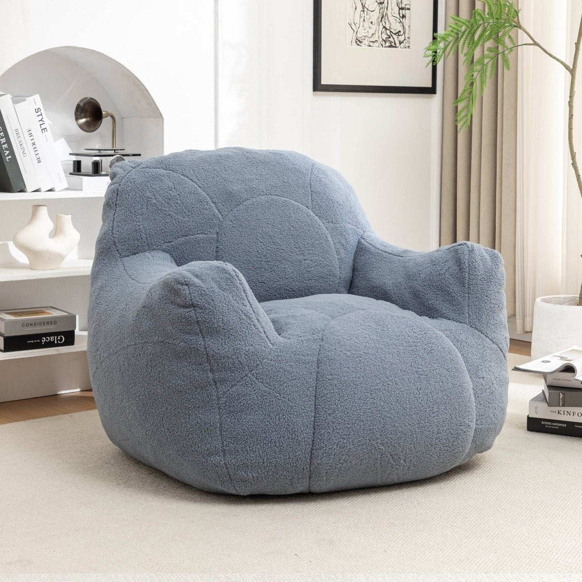 Light Blue Teddy Foam Bean Bag Chair - Sleep Galleria