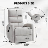 Medium - Firm Heat Massage Recliner Chair With Swivel And Rocker - Calmora - Omega Lifestyles