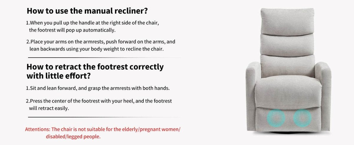 Medium - Firm Heat Massage Recliner Chair With Swivel And Rocker - Calmora - Omega Lifestyles