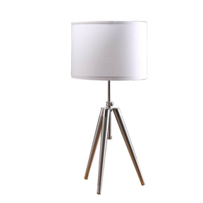 Mid-Century Adjustable Tripod Brushed Silver Metal Table Lamp - Omega Lifestyles