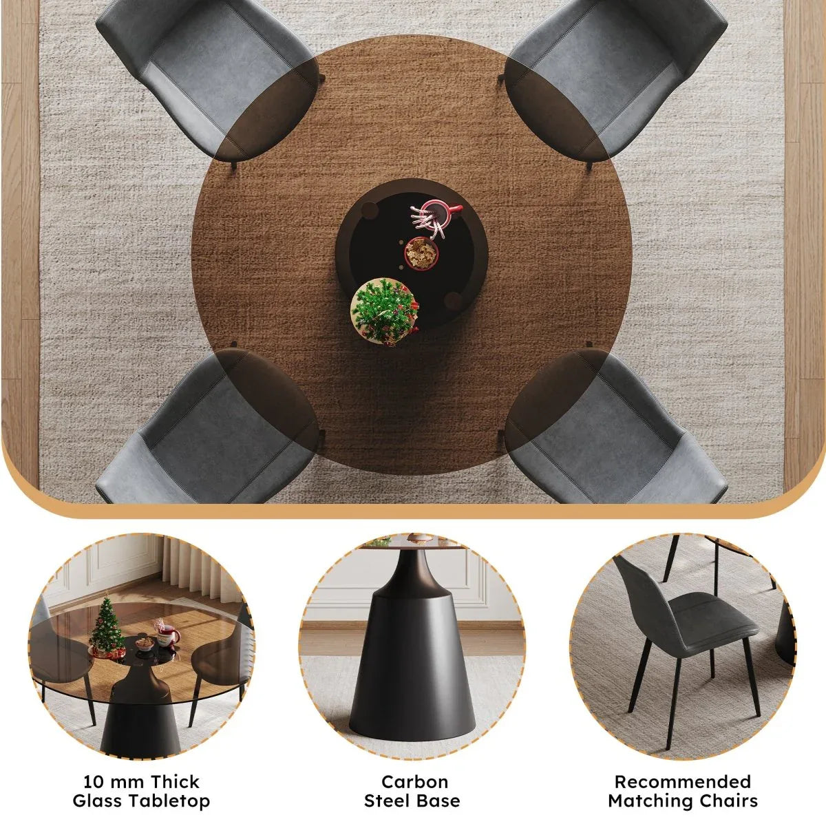 Mid-Century Modern 35-Inch Round Dining Table Set - Omega Lifestyles