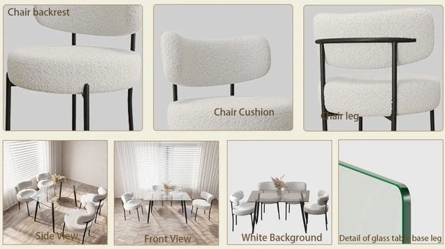 Modern Glass Dining Table Set With Teddy Velvet Chairs - Omega Lifestyles