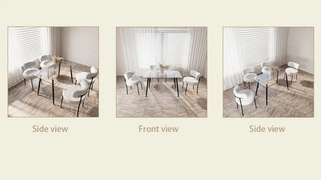 Modern Glass Dining Table Set With Teddy Velvet Chairs - Omega Lifestyles