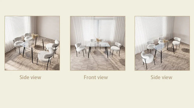 Modern Glass Dining Table Set With Teddy Velvet Chairs - Omega Lifestyles