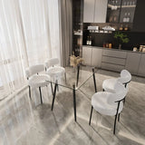 Modern Glass Dining Table Set With Teddy Velvet Chairs - Omega Lifestyles