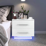 Modern LED Bedside Table With Two Drawers - Omega Lifestyles