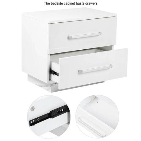 Modern LED Bedside Table With Two Drawers - Omega Lifestyles