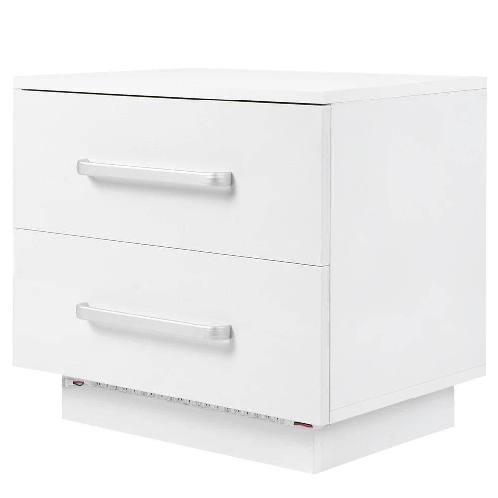 Modern LED Bedside Table With Two Drawers - Omega Lifestyles