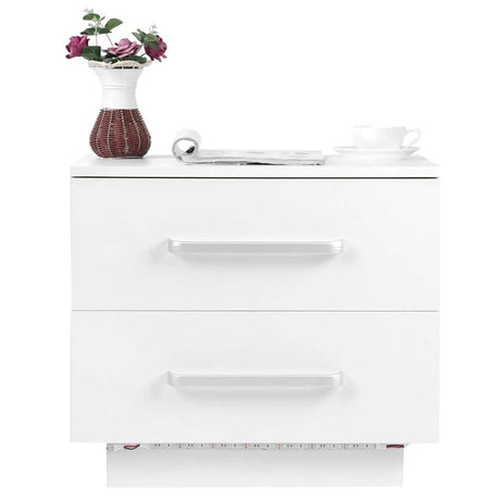 Modern LED Bedside Table With Two Drawers - Omega Lifestyles
