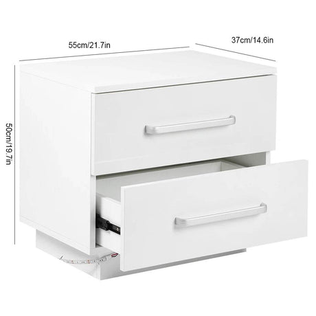 Modern LED Bedside Table With Two Drawers - Omega Lifestyles