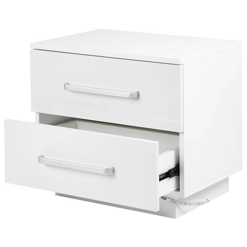 Modern LED Bedside Table With Two Drawers - Omega Lifestyles