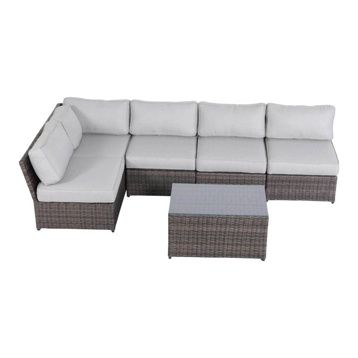 Modern Outdoor 6 - Piece Wicker Seating Set With Cushions - Calmora - Omega Lifestyles
