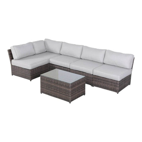 Modern Outdoor 6 - Piece Wicker Seating Set With Cushions - Calmora - Omega Lifestyles