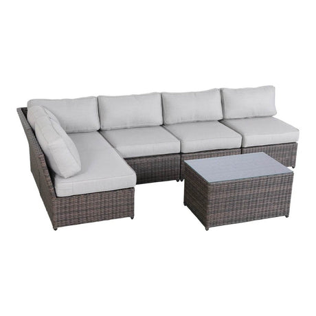 Modern Outdoor 6 - Piece Wicker Seating Set With Cushions - Calmora - Omega Lifestyles