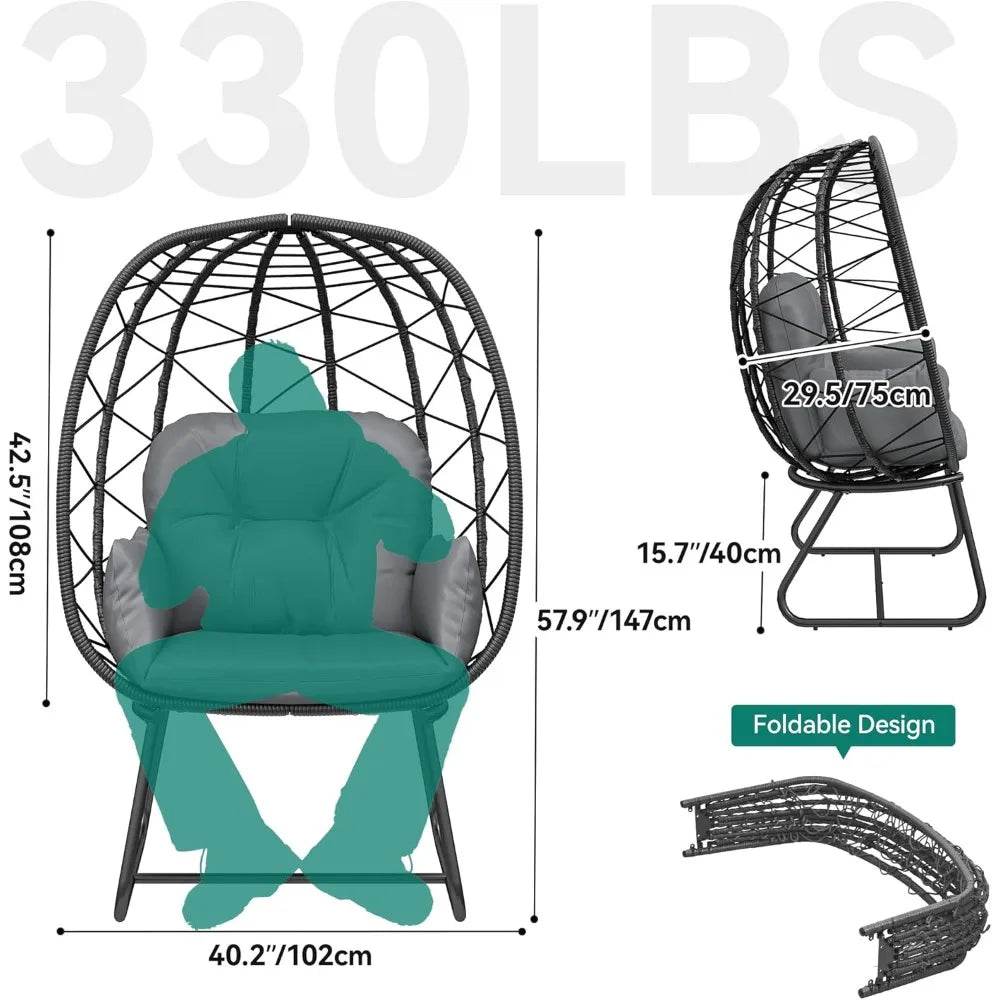 Modern Outdoor Wicker Egg Chair With Cushion and Stand - Omega Lifestyles