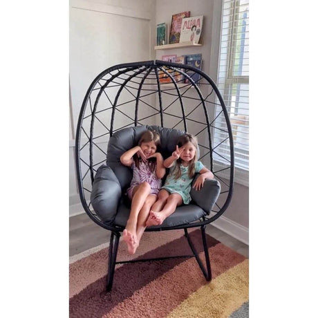 Modern Outdoor Wicker Egg Chair With Cushion and Stand - Omega Lifestyles