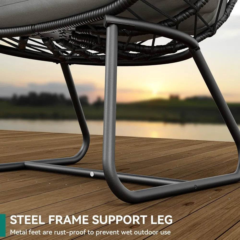 Modern Outdoor Wicker Egg Chair With Cushion and Stand - Omega Lifestyles