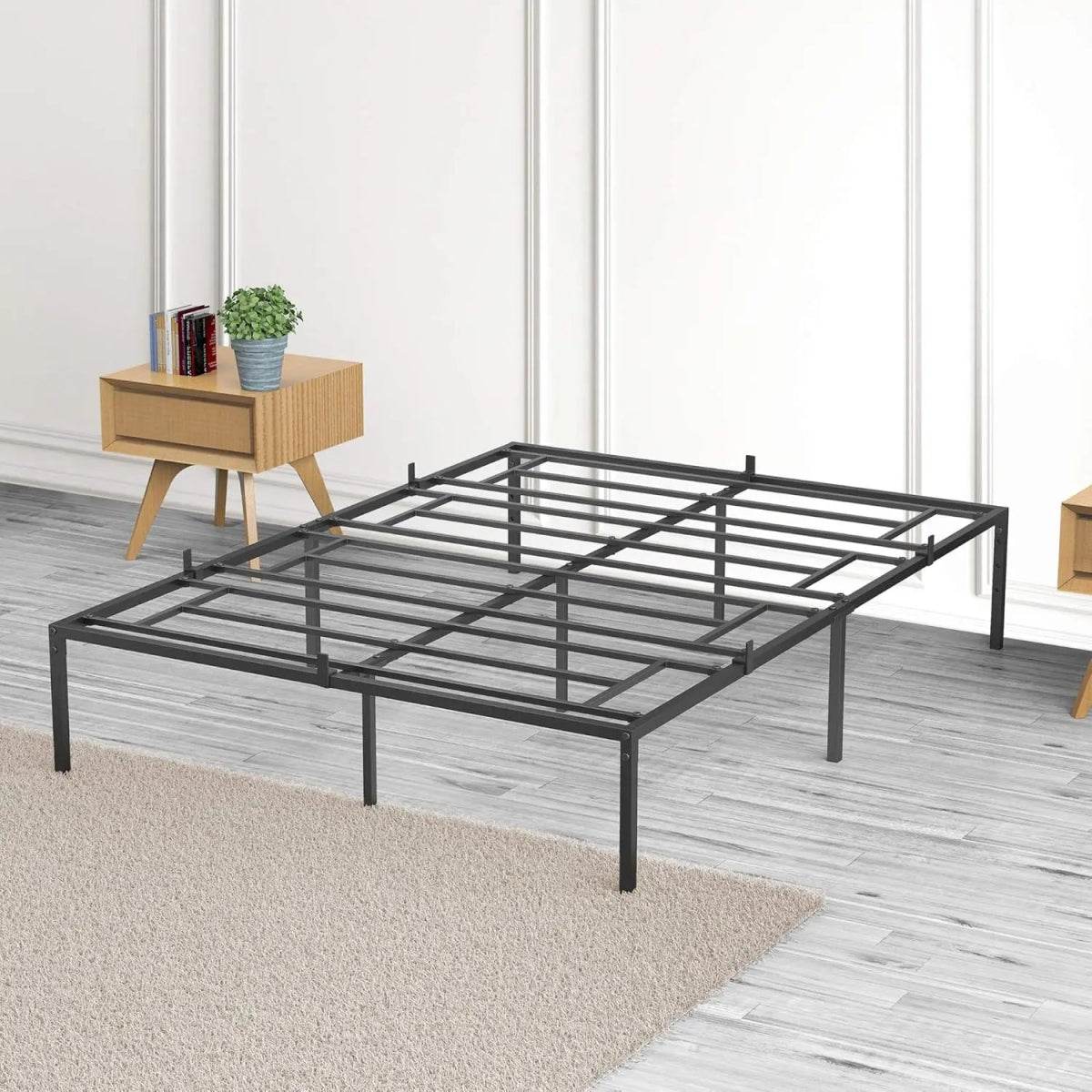 Modern Reinforced Steel No Box Spring Bed Frame - Omega Lifestyles