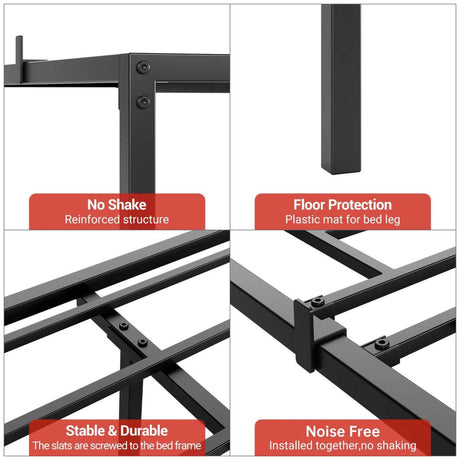 Modern Reinforced Steel No Box Spring Bed Frame - Omega Lifestyles