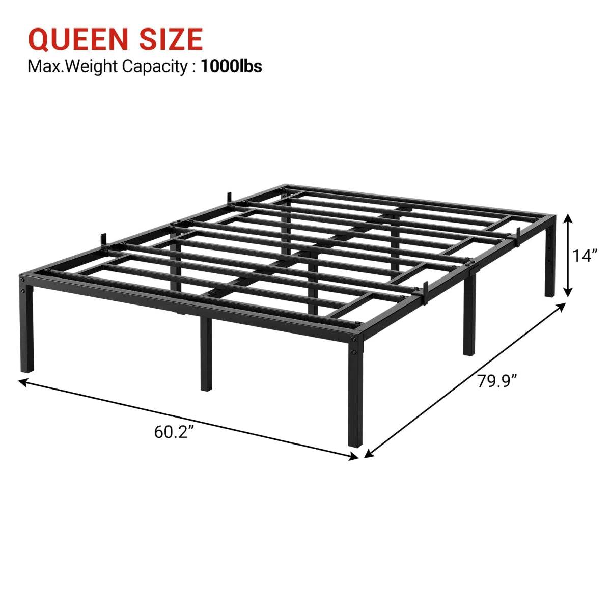 Modern Reinforced Steel No Box Spring Bed Frame - Omega Lifestyles