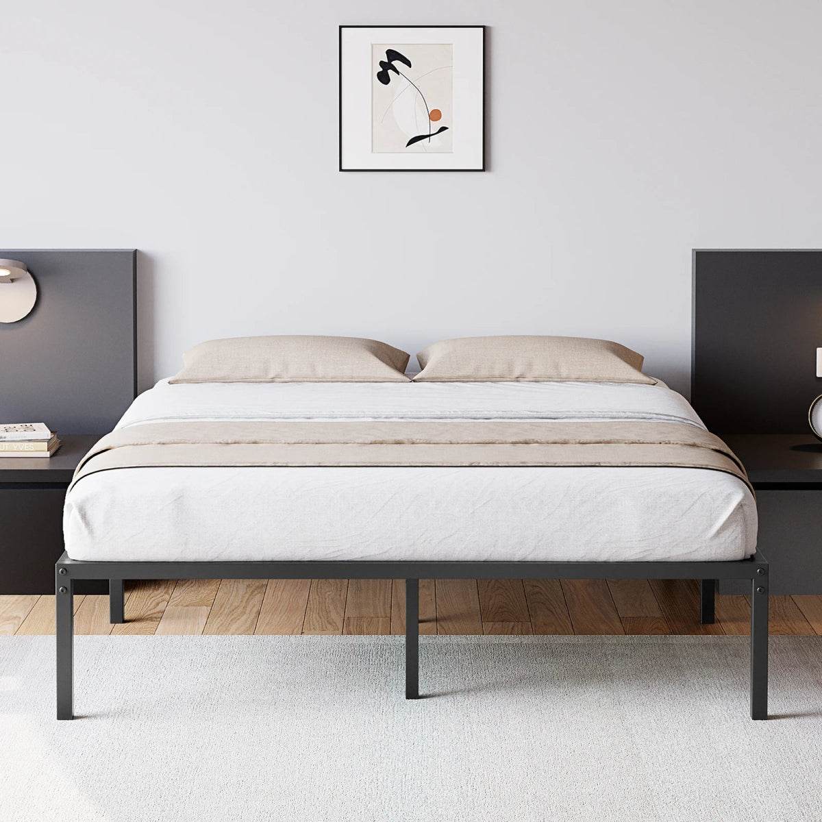 Modern Reinforced Steel No Box Spring Bed Frame - Omega Lifestyles