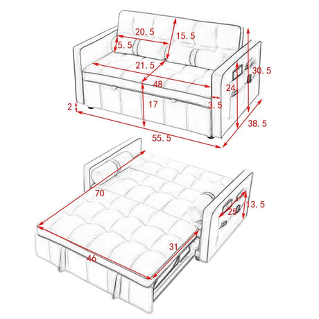 Multifunctional Velvet Pull-Out Sofa Bed - Sleep Galleria
